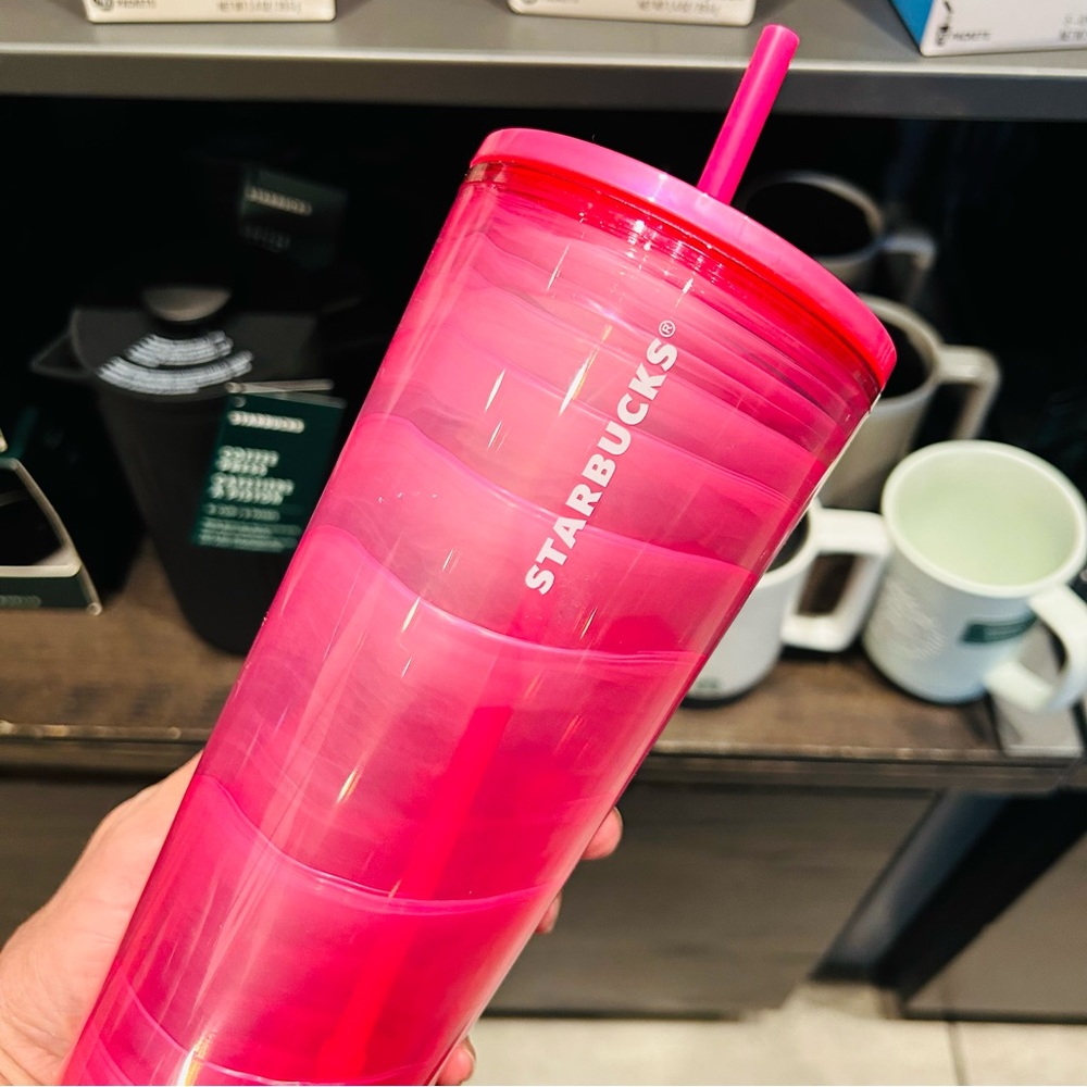 Starbucks Bubblegum Pink Striped Tumbler Cold Cup 24oz Venti NWT Summer 2023